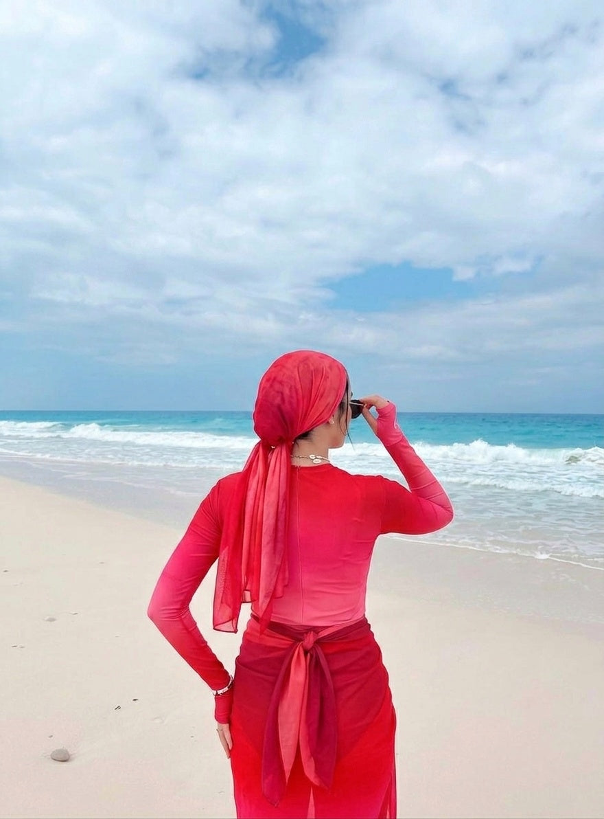 Pink and red gradient burkini