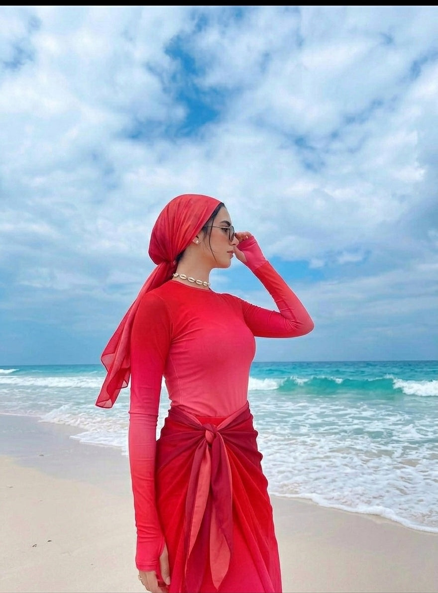 Pink and red gradient burkini