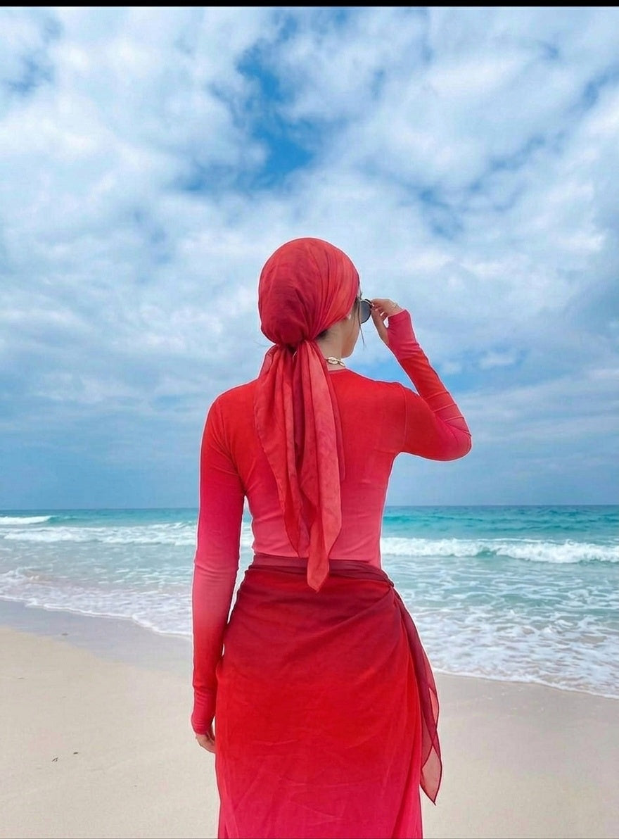 Pink and red gradient burkini