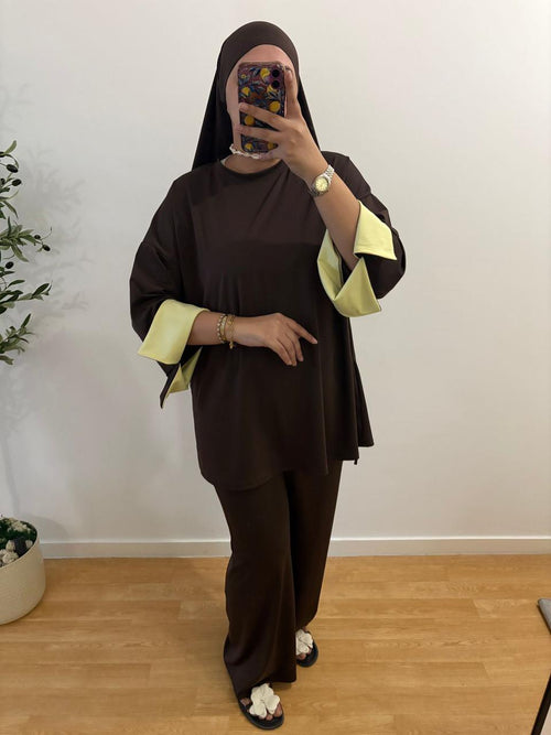 Burkini with yellow sleeve