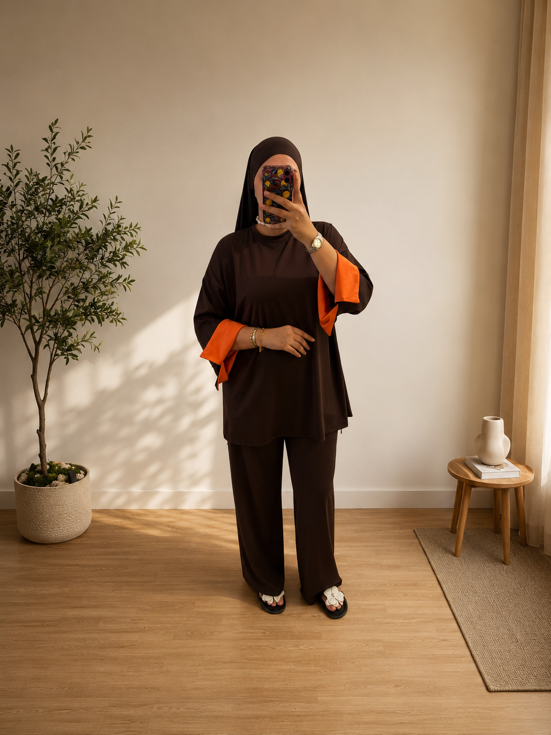 Burkini with oronge sleeve